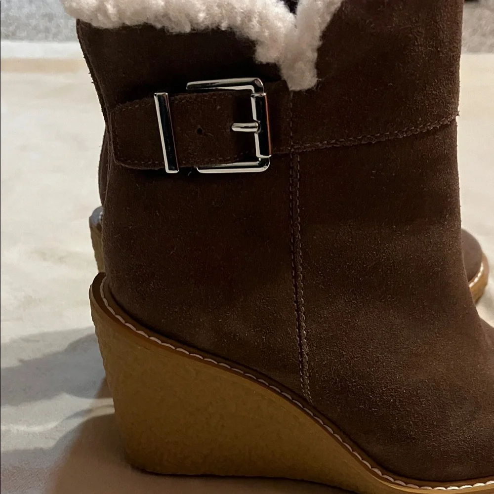 Franco Sarto Tan Suede Wedge Boots